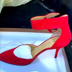 Red suede heels BNWT